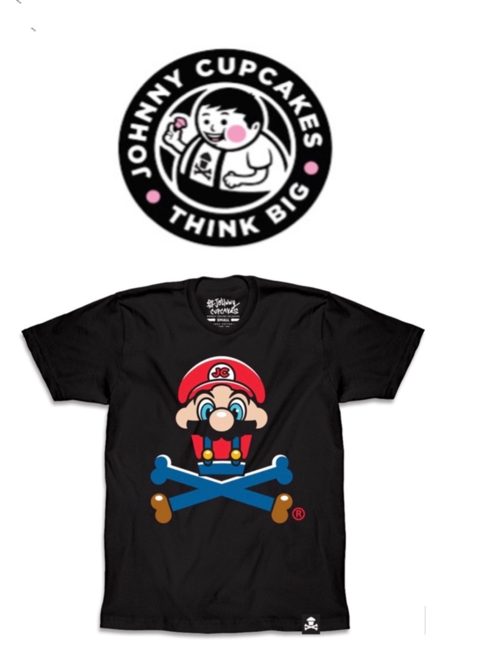 Johnny Cupcakes®‎ Let’s-A-Bake Crossbones Short Sleeve Mario Tee Shirt Medium